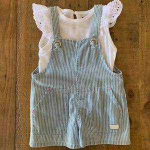 7 FOR ALL MANKIND GIRLS STRIPED TODDLER OVERALL